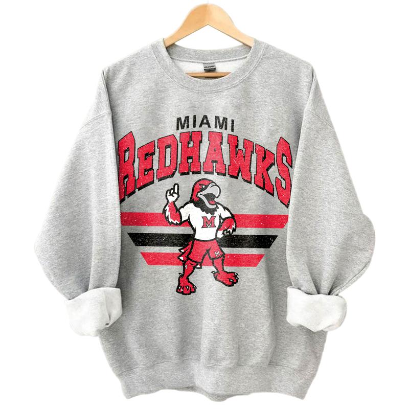 44. Miami RedHawks Vintage NCAA Football Sweatshirt, University Team Gear, Classic Apparel Gifts for Enthusiasts