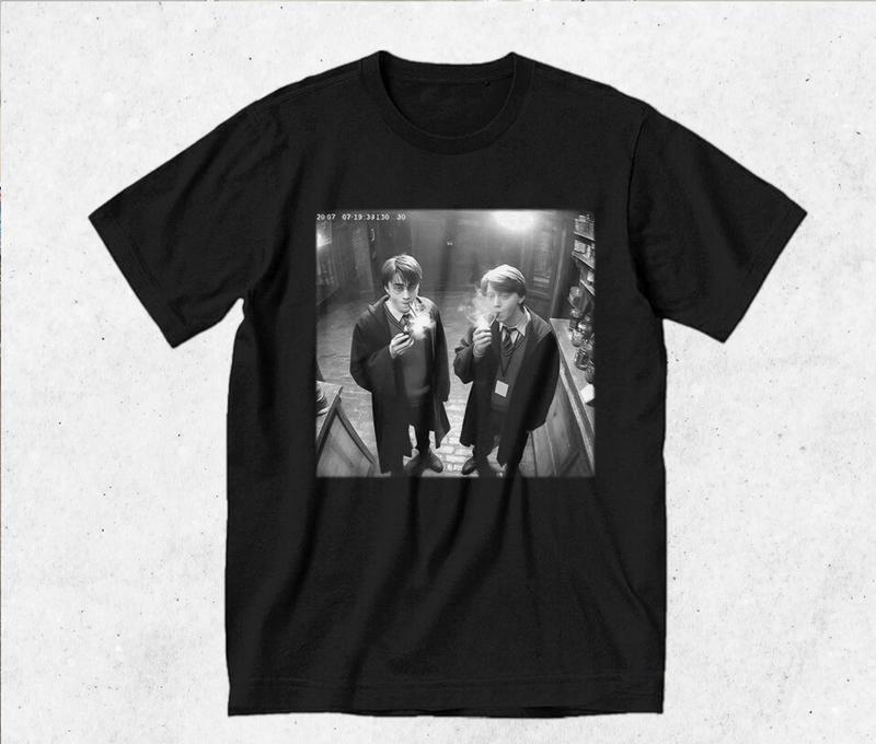 Harry and Ron Smoking T-Shirt, Potter T-Shirt, Wizarding Fan Shirt, Potter Book, Wizarding Fan Funny 90s Vintage Meme Shirt, Harry T-Shirt Full Size F
