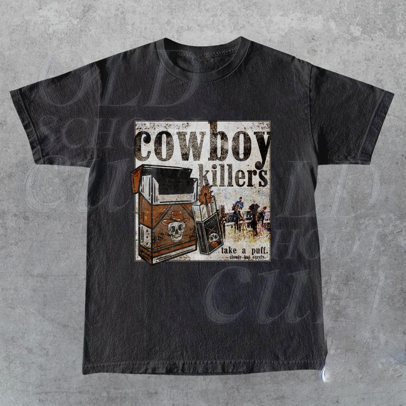 Vintage Cowboys 90s T-Shirt - Retro Country Shirt Western Unisex Tee Heavy Cotton Wild West Gift with Vintage Oversized Appeal
