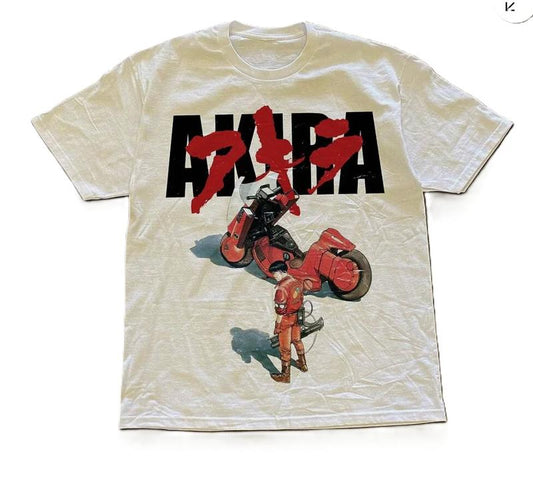 Akira Anime Graphic White Shirt Unisex Men Women Menswear Top Underwear Man Tropical Human T-Shirt Crewneck Round Neck Shortsleeve Operator Casual