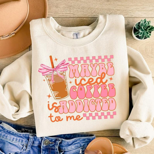 Coquette Iced Coffee Sweatshirt T Shirt Hoodie, Funny Mama Sweatshirt, Soft Girl Era T Shirt, Pink Bow Hoodie, Trending Coffee Shirt