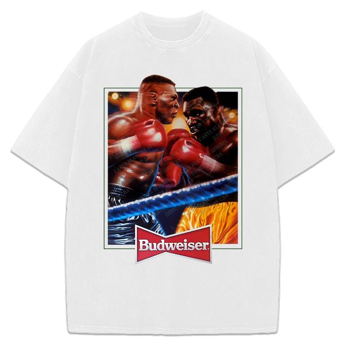 Mike Tyson VS Evander Holyfield Vintage Graphic Ad Retro Custom Graphic T-Shirt Crewneck Cotton