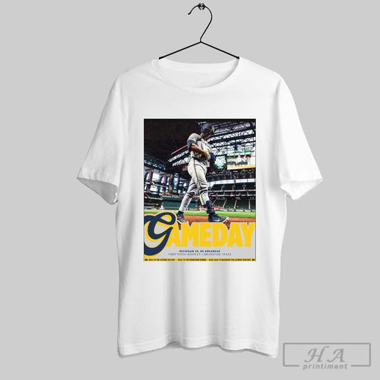 Poster Gameday Michigan Baseball Vs Arkansas Final Day Of The College Baseball Series Feb 23 2025 T Shirt