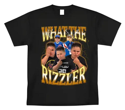 Funny Meme What The Rizzler T-Shirt Graphic Tee Humor Bring The Boom Costco guys, 100% Cotton, Crew Neck, Slight Stretch, Breathable & Wear-Resistant,