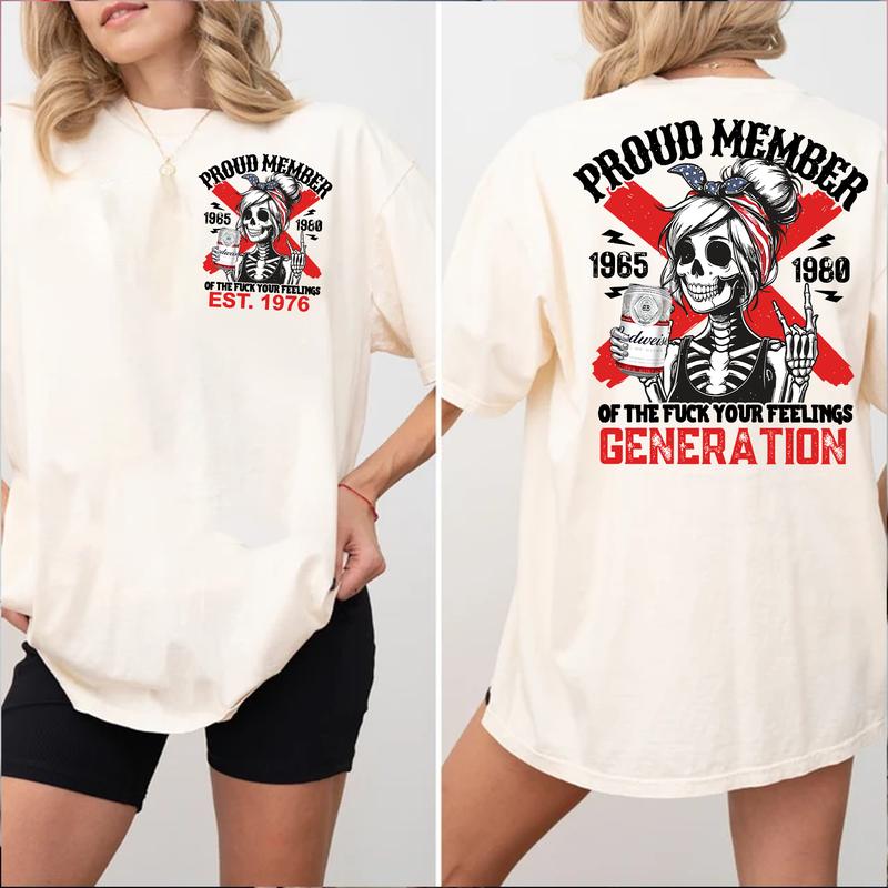 Gen X bw T-Shirt: Customize Proud Members Raised On Hose Water Neglect, Vintage Humor