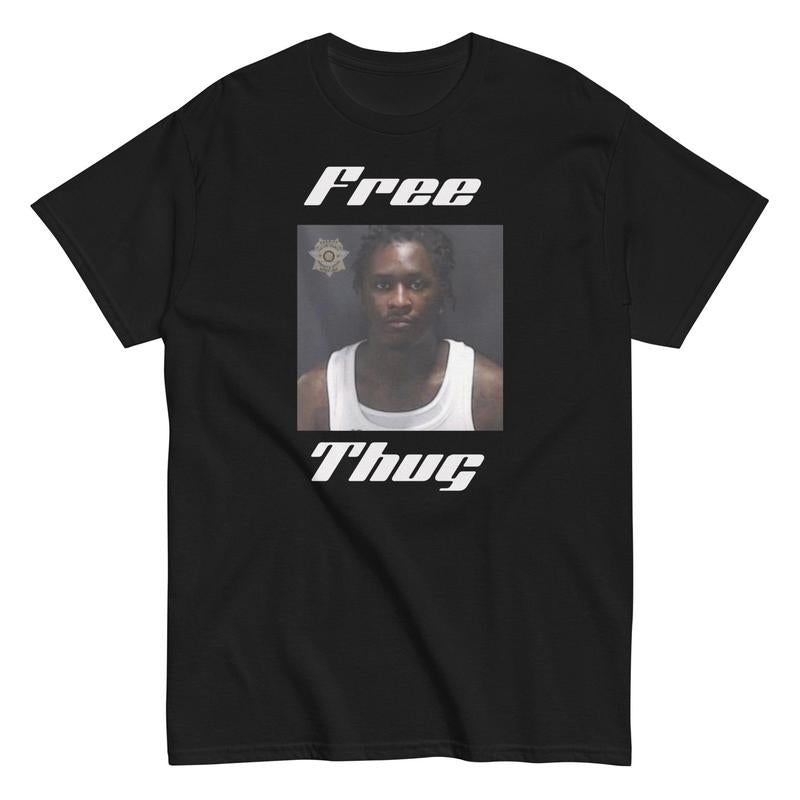 Free Young Thug tee Shirt FREE THUGGER Young Thug Rapper Mugshot Tee