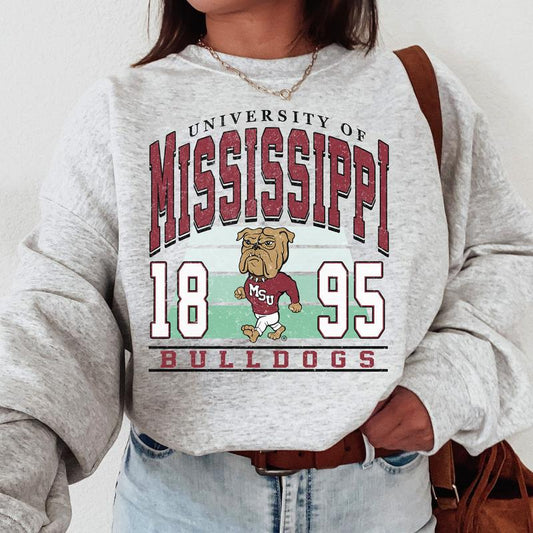 Mississippi State Bulldogs Vintage College NCAA Sweatshirt, Vintage Football Sweatshirt NCAA, Classic Sport Sweatshirt, Gifts For Football Fan Sport