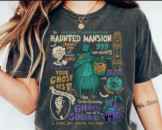 Halloween Flower Tightrope Walker Shirt, Retro Haunted Mansion Graphic Tee, Family Halloween Humor T-Shirt, Unisex Sarcastic Design