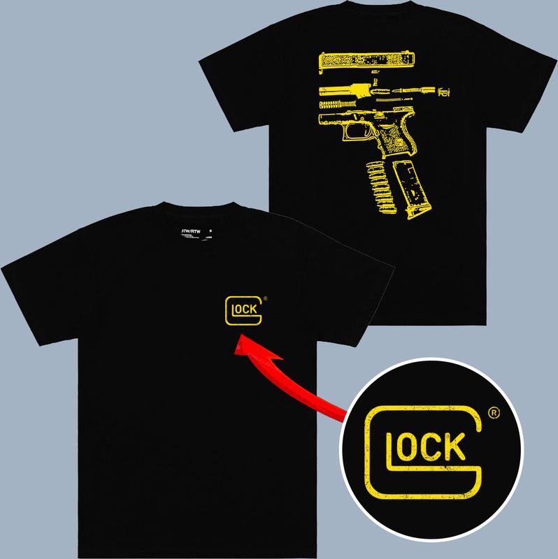 In Glock We Trust T-shirt - 2 Side Black Version - 6 Color Designs - Unisex Clothing Choices - From Small To Extra Large - Trendy Styles Available - C