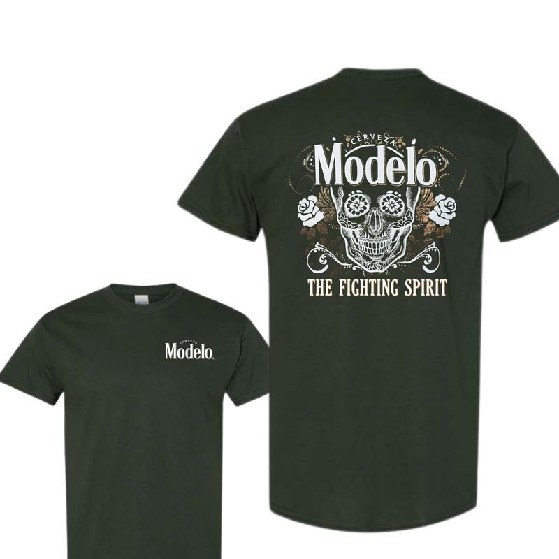 Modelo Skull Front and Back T-Shirt, Graphic Tee for Mens Classic Cotton