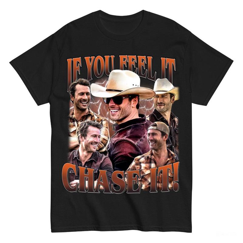 If You Feel It, Chase It , Glen Powell as Tyler Owens Tshirt Gift Men's T-Shirt Classic Cotton