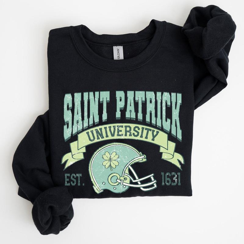 St Patrick University, Vintage, College, Ireland, Football, St Patrick's Day Sweatshirt, Women's Crew Neck, Crewneck