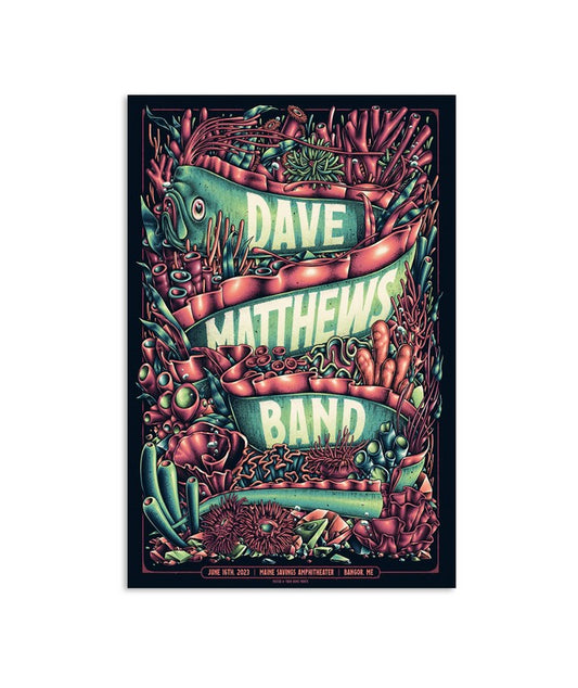 Poster Dave Matthews Band Friday June 16 Bangor ME Maine Savings Amphitheater 2023 Tour