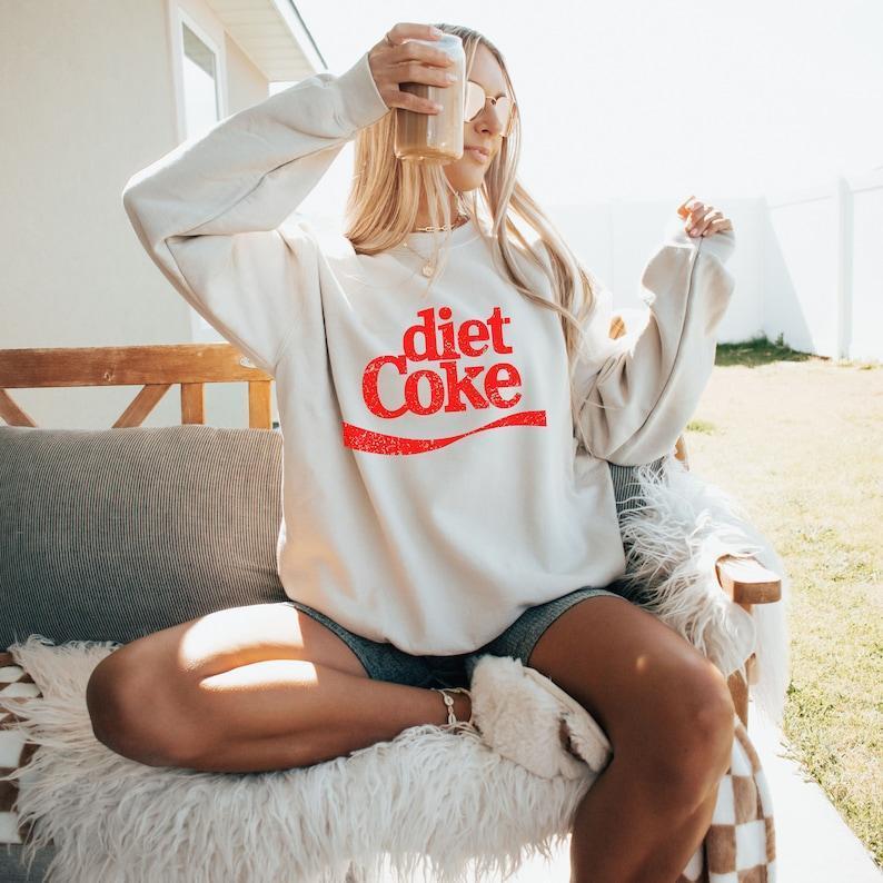 Vintage Diet Coke Sweatshirt, Coke Gifts, Addicts Soda lover shirt, C0ca Cola Crewneck, Present for Mom Unisex Gilden Sweater Cotton Long Sleeve Women