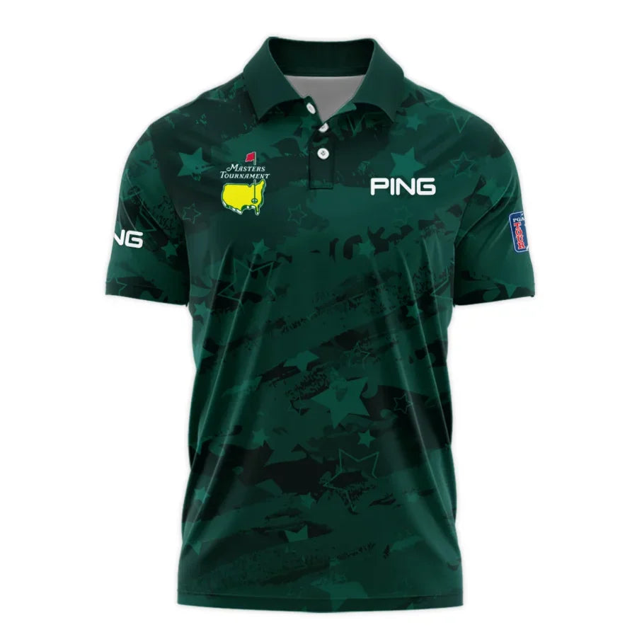 Dark Green Stars Pattern Grunge Background Masters Tournament Ping Polo Shirt Style Classic Polo Shi