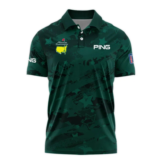 Dark Green Stars Pattern Grunge Background Masters Tournament Ping Polo Shirt Style Classic Polo Shi