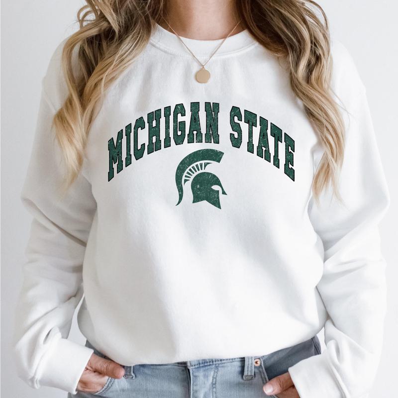 Michigan State Spartans Vintage Football NCAA Trendy Sweatshirt, Michigan State University Unisex Football NCAA Shirt, Gift For Men, Gift For Girls, C