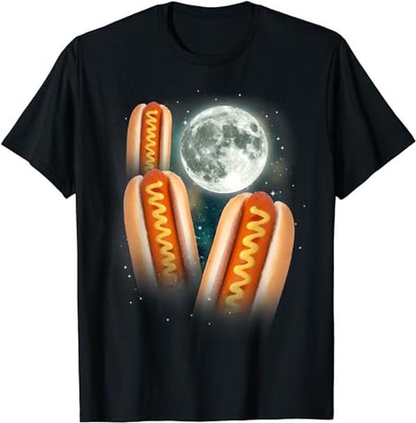 Funny 3 Howling Hotdogs Cursed Meme T-Shirt Short Sleeve T-shirt