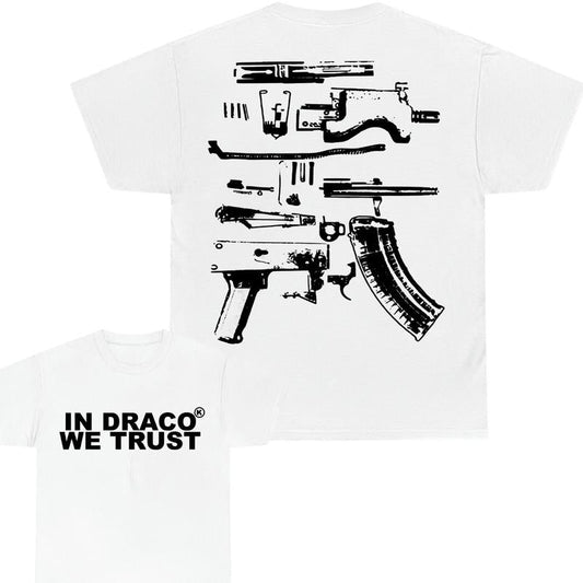 IN DRACO WE TRUST T-SHIRT, 2 SIDE - UNISEX - Design Color Black & White, Men's top - T-shirt ,  - For Men & Women Tee