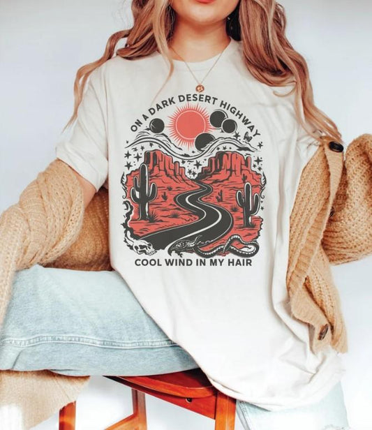 The Eagles Tee On A Dark Desert Highway Band Shirt, Retro Concert T-Shirt, Hotel California Shirt Cotton Fabric Unisex