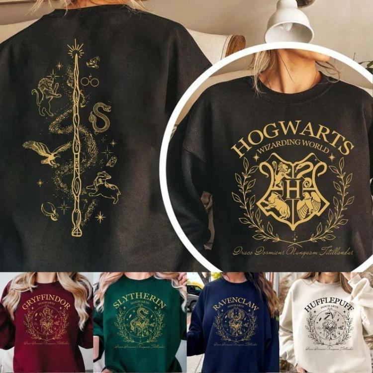 Vintage Hogwarts Shirt, Harry Potter Sweatshirt Cotton Womenswear, Gryffindor Sweater, Harry Potter Sweatshirt, Wizard Houses Hoodie, Unisex Graphic S