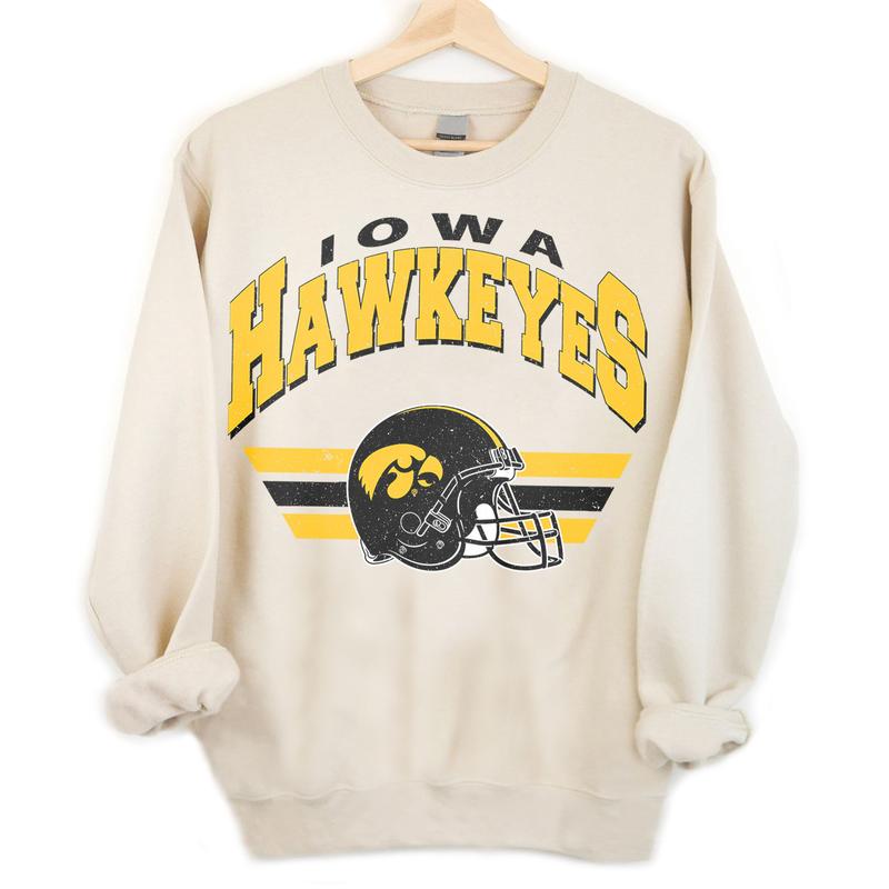 Iowa Hawkeyes Vintage Football NCAA Sweatshirt - Tshirt - Hoodie, University of Iowa Unisex Football NCAA Shirt, Unisex Vintage NCAA Shirt, Classic Football Shirt, Gifts For Football Fan Sport, Cotton, Sweatshirt, Casual Clothes