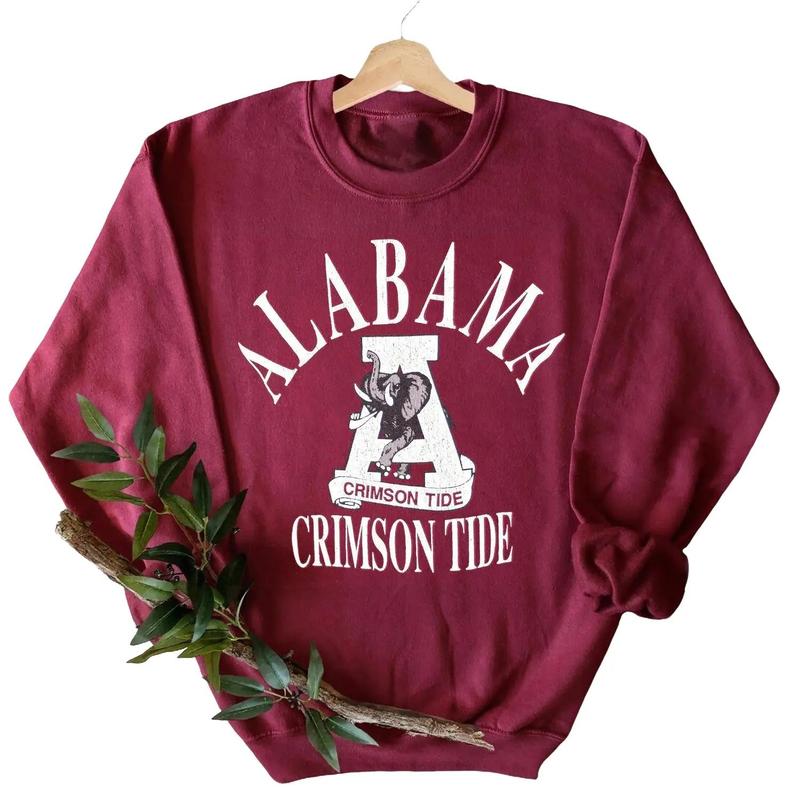 Vintage Alabama Crimson Tide Crew Neck Sweatshirt Cotton Menswear