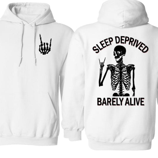Sleep Deprived Barely Alive Gildan-Unisex Both Side Printed Hoodie Cotton Classic Fabric