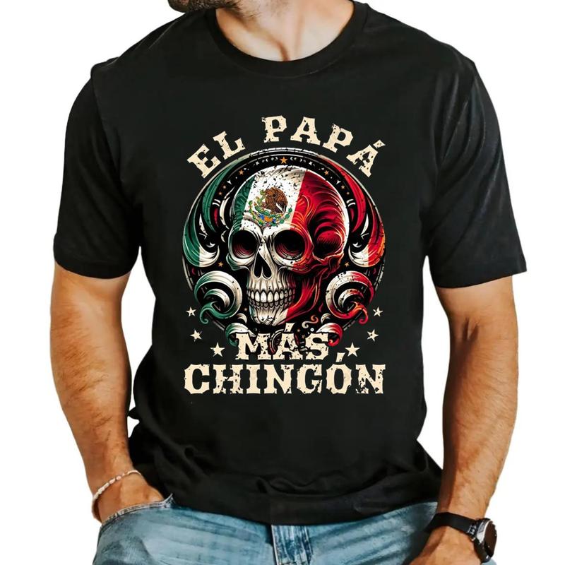 El Papa Mas Chingon Shirt, Funny Spanish PapÃ¡ T-Shirt Unisex Fabric Cotton Collar