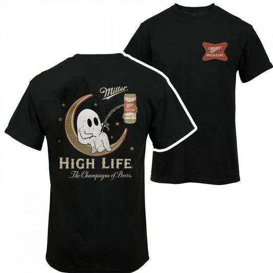 Miller High Life Ghost Fishing Two-sided Unisex Tee, Miller Lite Beer Shirt, Beer Lover Halloween Tops, Comfort Cotton Classic Casual Menswear Tshirt