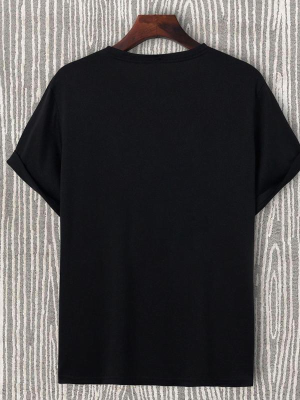 Men's Regular Fit  Me VS Me  Letter Print Round Neck Tee, Street Fashion StreetwearÂ Short Sleeve T-shirt for Daily Wear, Graphic Tees, Casual Comfy Knitting Top for Summer