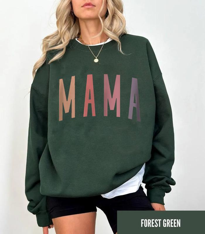 MAMA Sweatshirt, Casual Long Sleeve Round Neck Pullover For Spring & Fall, Ladies Clothes For Daily Wear