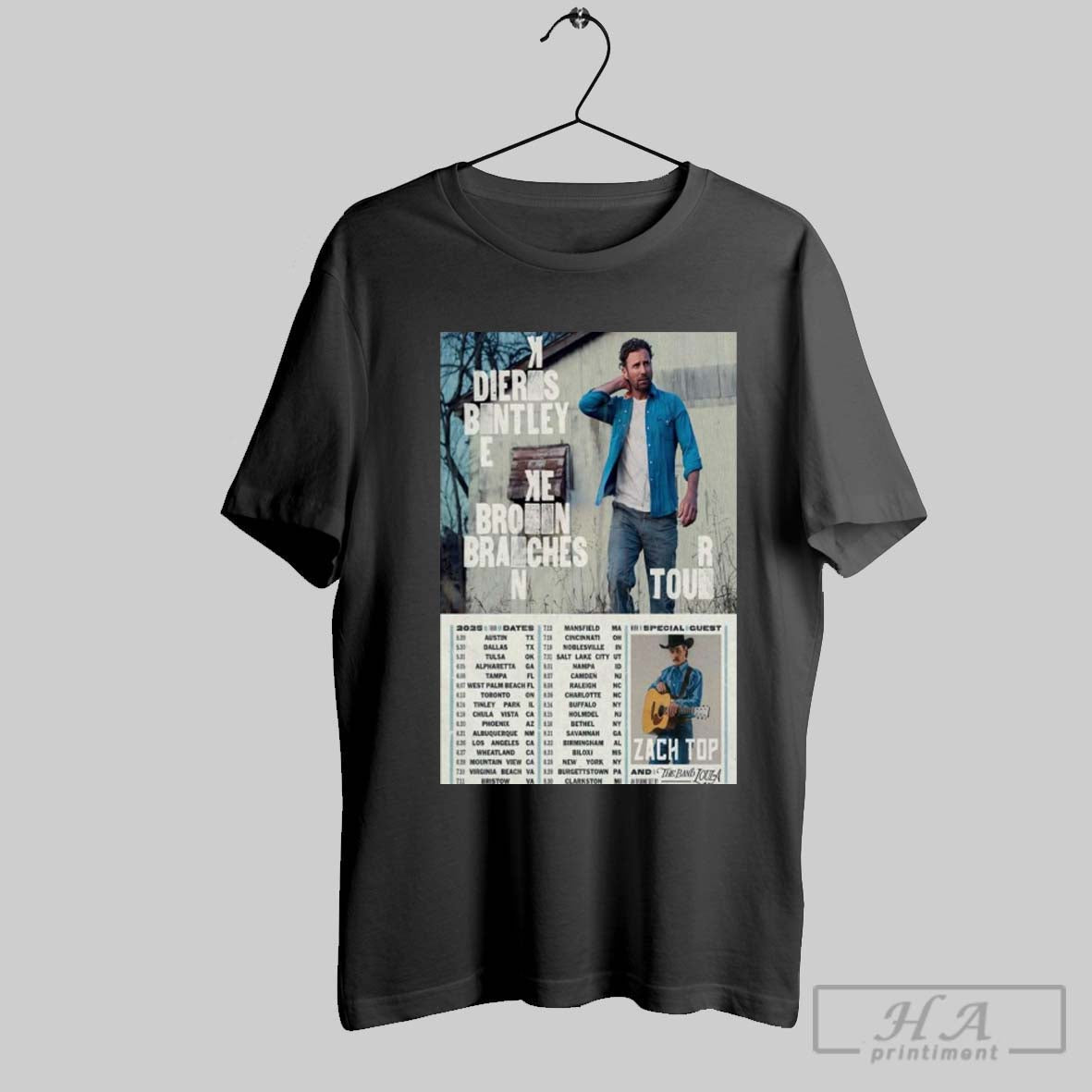 Poster Dierks Bentley Broken Branches 2025 Concert 5 29 Austin Tx 5 30 Dallas Tx 5 31 Tulsa Ok T Shirt