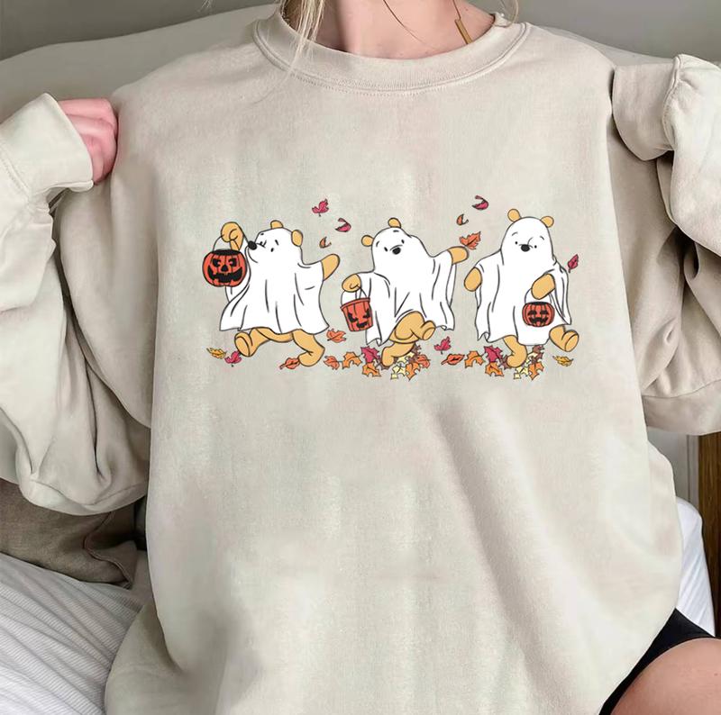 Halloween Winnie The P00h Ghost Shirt, Sp00ky Season Shirt, Halloween Women's Shirt, Cute Fall Autumn Leaf TShirt Unisex