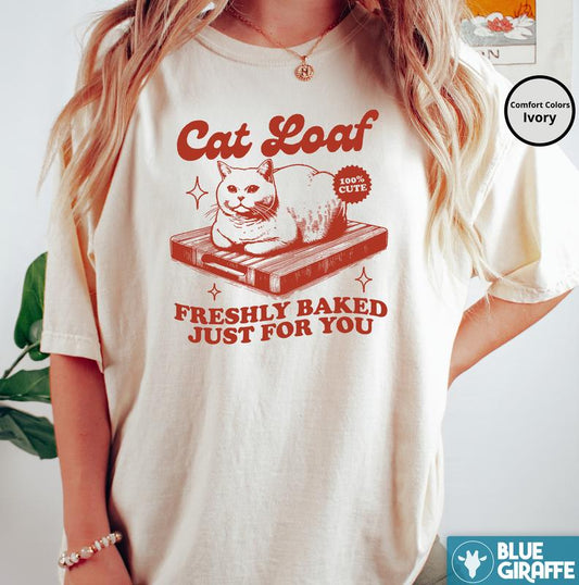 Cat Loaf Tshirt, Funny Cat Comfort Colors Shirt