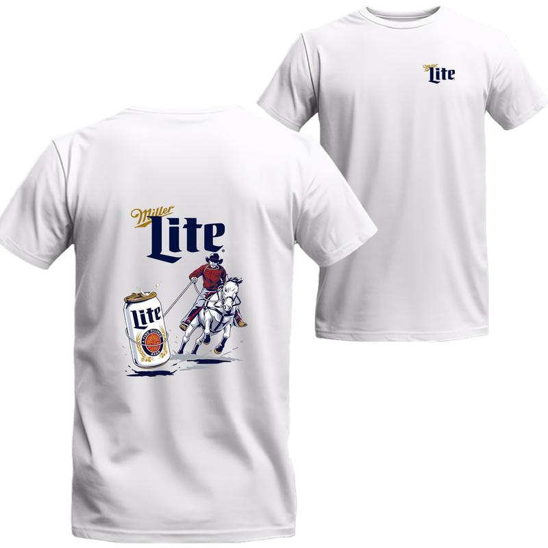 Miller Lite Rodeo 2 Sides T-shirt, Miller Light Short Sleeve Tee, Unisex Shirt, Menswear Top, beer shirt, drinking shirt