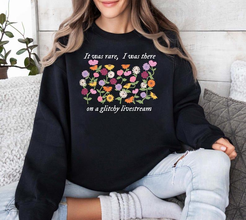 ON A GLITCHY LIVESTREAM Vintage Eras Piano Flower TshirtSweatshirtHoodie, Vintage Flowers Sweatshirt, Dark chocolate Suprised Song Tshirt