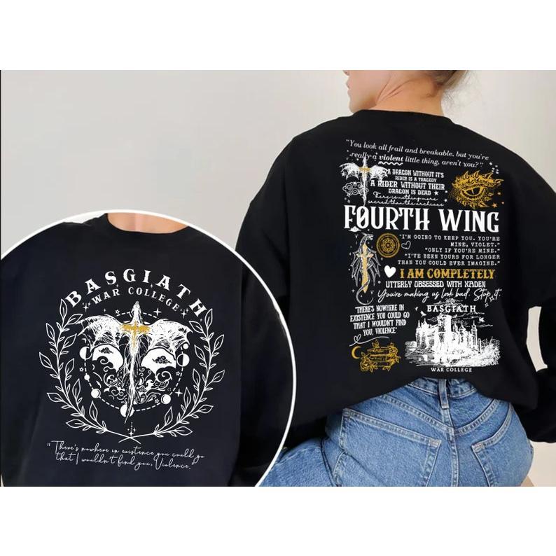 Basgiath War College 2-Sided Sweatshirt, Fourth Wing Shirts, The Empyrean Series, Violet Sorrengail Fantasy Book Shirt, Fourth Wing Merch, Bookish Mer