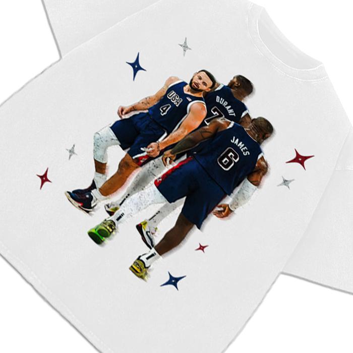Stephen Curry Bron Durant BIG 3 USA World Champ Custom Graphic Tee