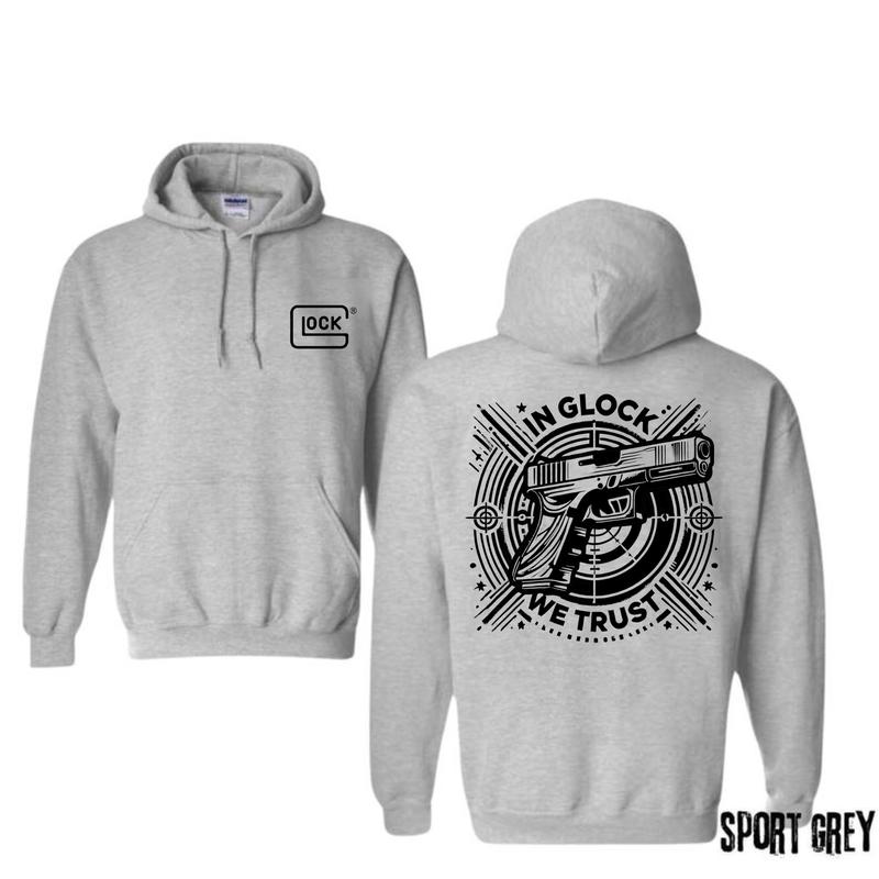 In Glock We Trust Double Sided Hoodie for Men and Women - Classic Fit - Menswear,Unisex Hoodie,Glock Shirt
