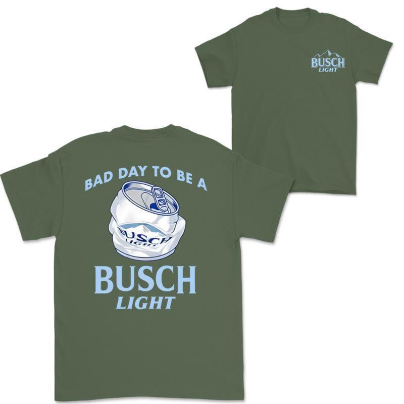 Busch Light -Beer- Bad Day To Be A Busch Light 2 Sides Tshirt, Casual Graphic Round Neck T-shirt for Summer, Fashion Top for Daily Wear, T shirt For M