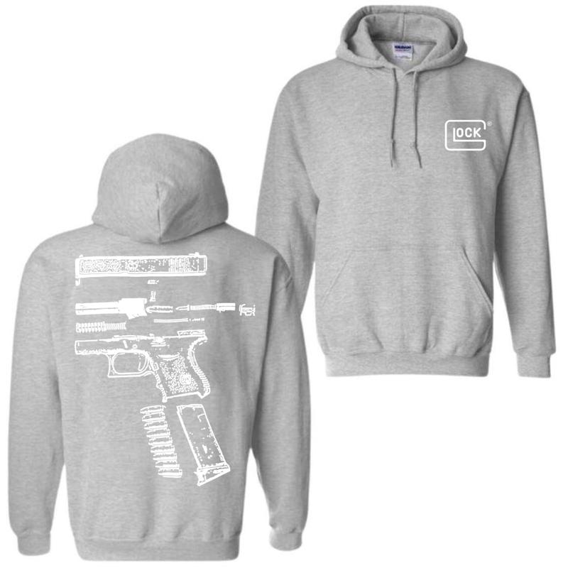 In Glock We Trust Black Hoodie with Multicolor Design - Classic Fit - Unisex - 50/50 Cotton/Polyester , Love