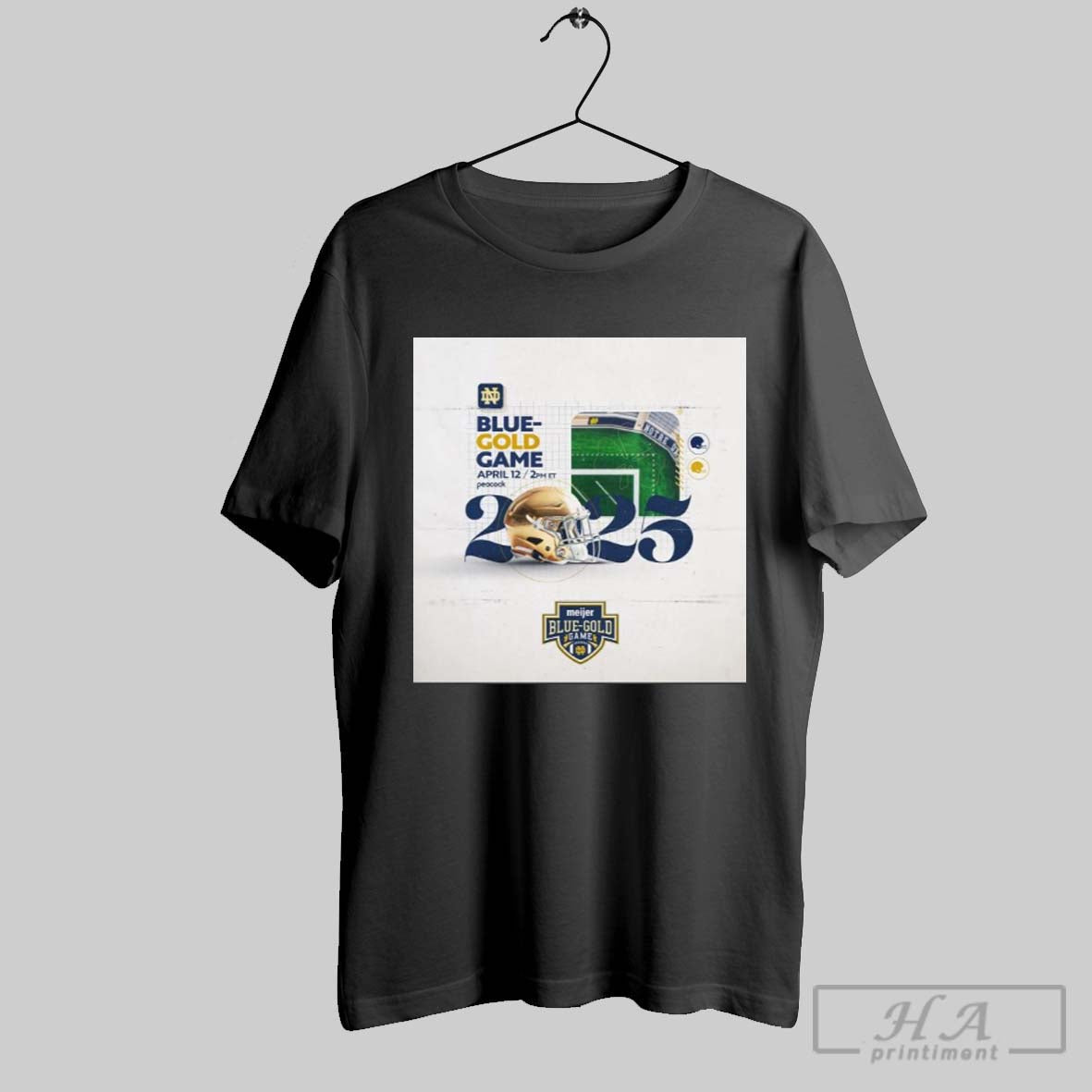 Poster Notre Dame Fighting Irish Football 2025 Meijer Blue Gold Game April 12 T Shirt