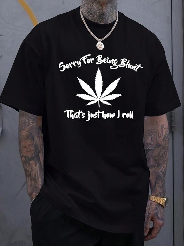 Men's Letter Print Round Neck Graphic Tee, Regular Fit Casual Drop Shoulder Short Sleeve T-shirt for Summer, Men's Top for Daily Wear