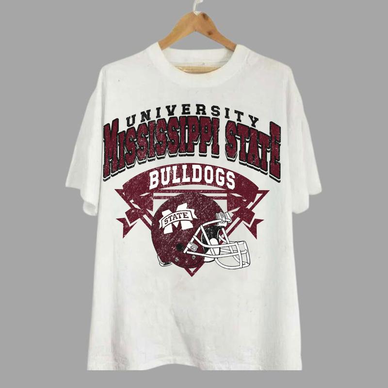 Mississippi State Bulldogs Vintage NCAA Sweatshirt, Unisex Bulldogs Shirt, Classic Sport Hoodie for Fans, Cotton T-Shirt, Casual Clothing