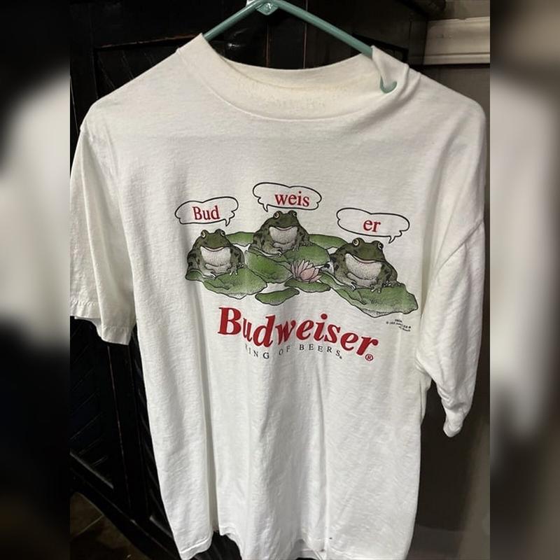 Vintage 1995 Budweiser T Shirt Frog T-shirt Bud Weis