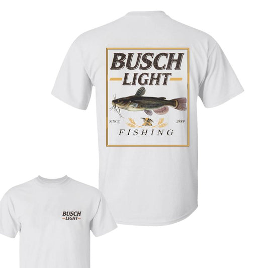 Busch Light Beer , BUSCH LIGHT FISHING CATFISH T-SHIRT,  Casual Graphic Round Neck T-shirt for Summer, Fashion Top for Daily Wear