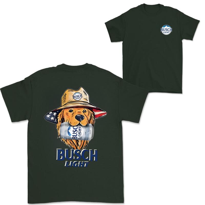 Busch Light Golden Dog Hunting 2 Sided T-shirt, Busch Light Hunting Dog Shirt For Men and Women, Unisex Outdoors Funny Beer Printed T-shirt