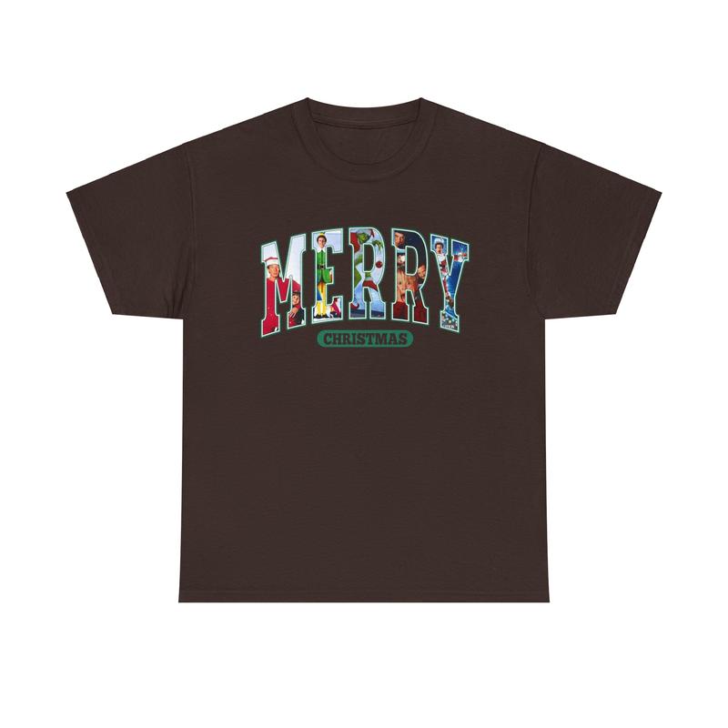 Merry Christmas Unisex Heavy Cotton Tee - Santa Claus Shirt - Elf Shirt - Home Alone - National Lampoon's Christmas Vacation - Christmas Movie Shirt - Gift for Men and Women