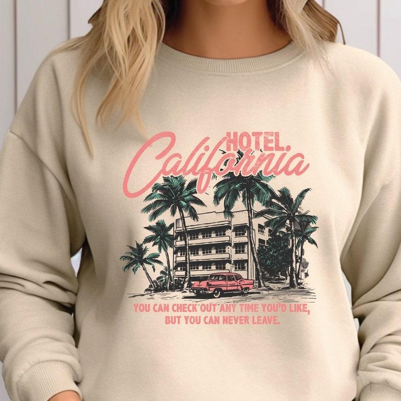 Hotel California Sweatshirt , Retro Western Trendy California Sweatshirt, Gift for Music Lovers Sweatshirt Comfort Fabric